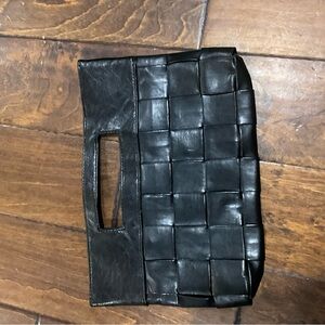 Black Woven Leather Men's Bag